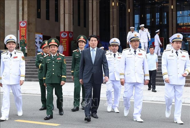 Chủ tịch nước Lương Cường đến dự lễ kỷ niệm. Ảnh: Lâm Khánh/TTXVN.