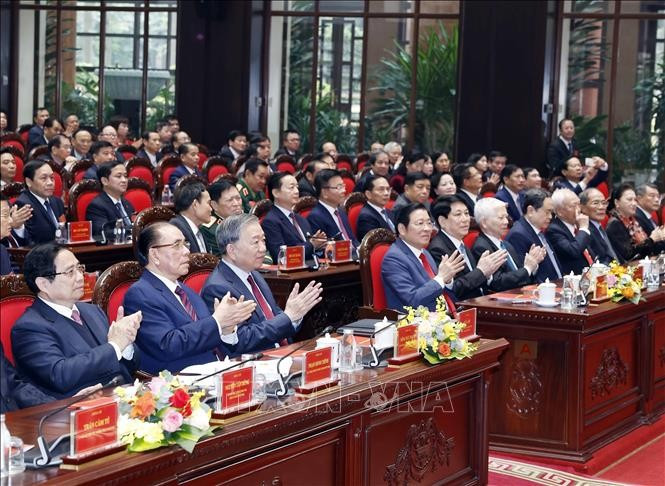 Tổng Bí thư Tô Lâm và các đại biểu tại Lễ kỷ niệm. Ảnh: Thống Nhất/TTXVN