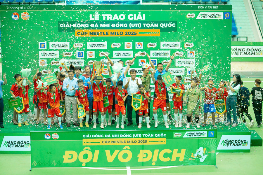 U11 Hưng Yên lần đầu vô địch Giải Bóng đá Nhi đồng Toàn quốc – Cúp Nestlé MILO 2025 sau trận chung kết đầy kịch tính.