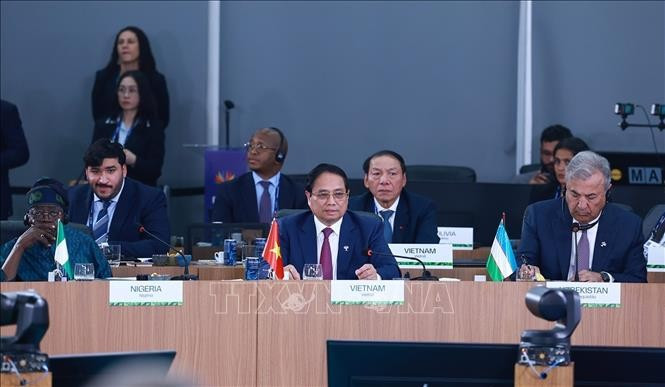Thủ tướng Phạm Minh Chính phát biểu tại Phiên thảo luận cấp cao "Tăng cường chủ nghĩa đa phương, các vấn đề kinh tế - tài chính và trí tuệ nhân tạo". (Ảnh: Dương Giang/TTXVN) Thủ tướng Phạm Minh Chính phát biểu tại Phiên thảo luận cấp cao "Tăng cường chủ nghĩa đa phương, các vấn đề kinh tế - tài chính và trí tuệ nhân tạo". (Ảnh: Dương Giang/TTXVN)