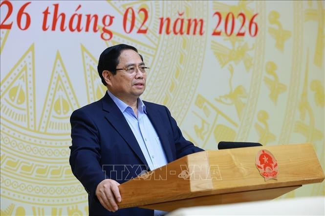 Thủ tướng Phạm Minh Chính chủ trì phiên họp thứ 6 của BCĐ Trung ương về chính sách nhà ở và thị trường bất động sản. Ảnh: Dương Giang/TTXVN