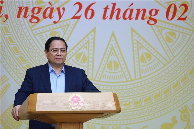 Thủ tướng Phạm Minh Chính chủ trì phiên họp thứ 6 của BCĐ Trung ương về chính sách nhà ở và thị trường bất động sản. Ảnh: Dương Giang/TTXVN