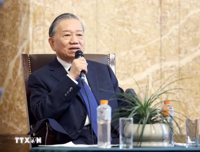 Tổng Bí thư Tô Lâm phát biểu chính sách tại Đại học Sofia. (Ảnh: Thống Nhất/TTXVN)