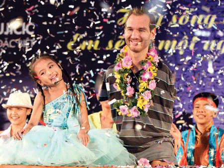 Nick Vujicic trong một lần đến Việt Nam. Nick Vujicic trong một lần đến Việt Nam