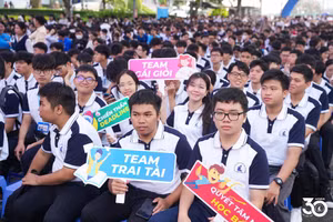 Tân sinh viên Trường Đại học Khoa học tự nhiên (Đại học Quốc gia TPHCM) tại lễ chào mừng năm học mới. Ảnh: VNUHCM.