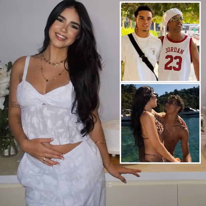 Ronaldinho vừa đón nhận tin vui từ con trai Joao Mendes và bạn gái xinh đẹp của cậu. 1.jpg