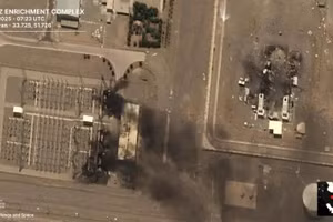 Ảnh vệ tinh cơ sở làm giàu uranium Natanz của Iran (Natanz uranium enrichment complex) sau vụ tấn công ngày 13/6 