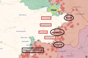 3 đầu cầu của Nga đánh chiếm 4 thành phố ở Donetsk