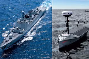 Khu trục hạm Type 052D Trung Quốc bất lực, USV Mỹ lượn sát sườn