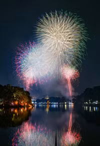 Pháo hoa rực sáng trên bầu trời Hà Nội chào đón năm mới