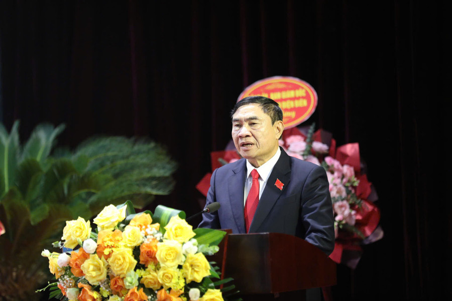 Ông Trần Quốc Cường, Bí thư Tỉnh ủy Điện Biên phát biểu tại buổi lễ. gen-h-dien-bien-1.jpg