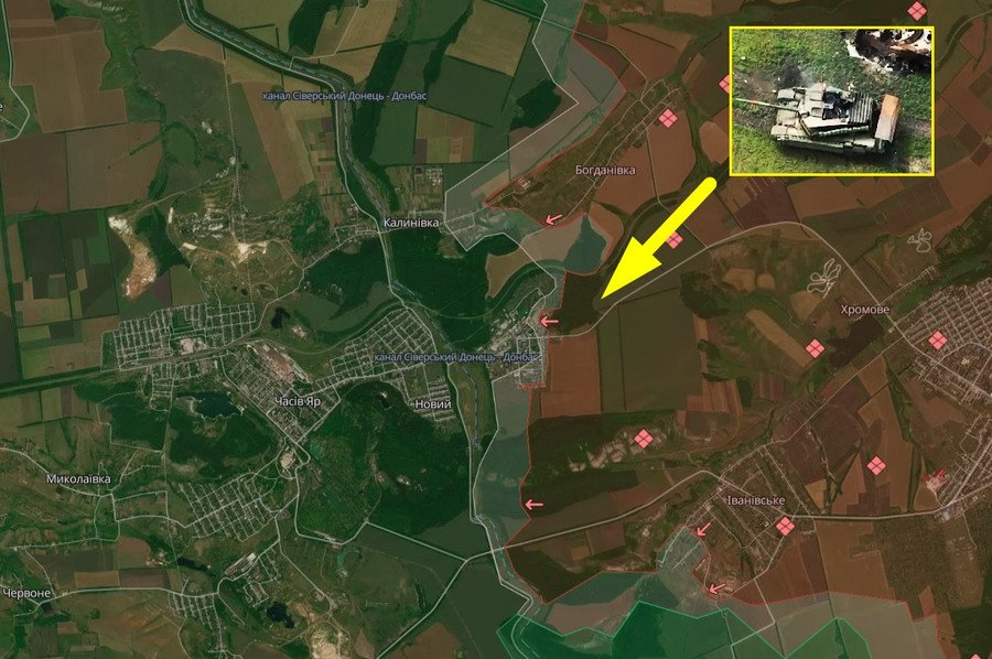 Khu vực mà đoàn thiết giáp Nga chịu thiệt hại sau cuộc tấn công thất bại.