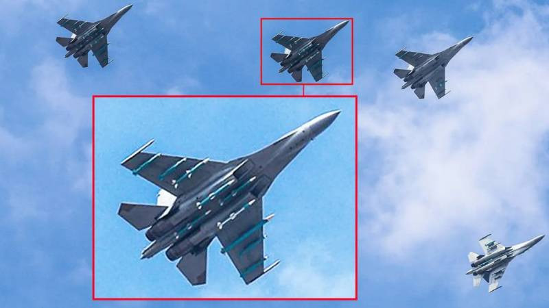 Tên lửa PL-XX được treo chính giữa thân tiêm kích J-16 có kích thước rất lớn.