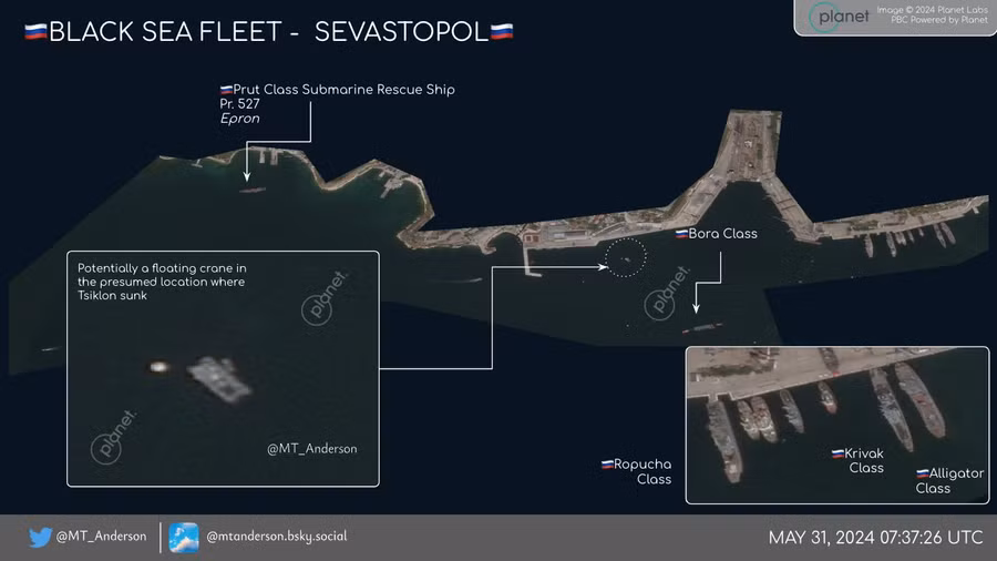 Hình ảnh vệ tinh ghi tại cảng Sevastopol vào ngày 31/5/2024.