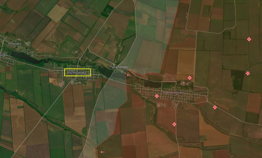 Làng Kostyantynivka trên bản đồ hoạt động quân sự của Deep State vào ngày 3 tháng 6 năm 2024. Làng Kostyantynivka trên bản đồ hoạt động quân sự của Deep State vào ngày 3 tháng 6 năm 2024.