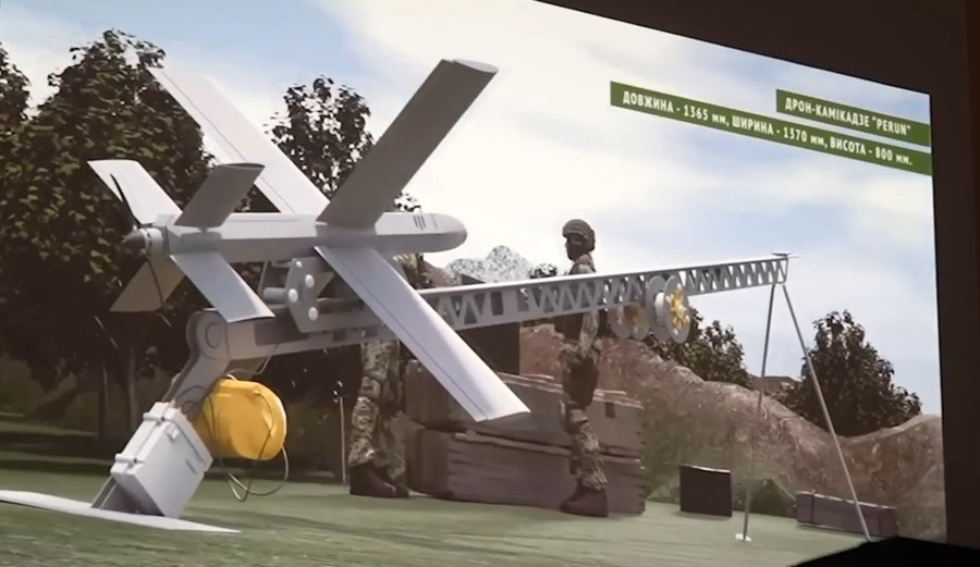 Máy bay không người lái cảm tử Perun do Ukraine nghiên cứu chế tạo. Máy bay không người lái cảm tử Perun do Ukraine nghiên cứu chế tạo.