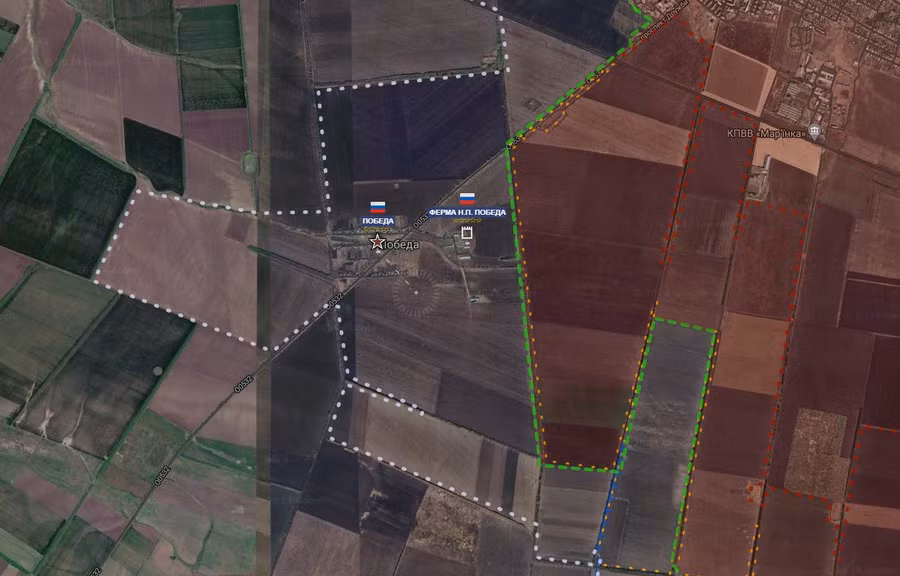 Quân đội Nga vừa kiểm soát được khu định cư Pobjeda phía Nam Marinka, trên trục đường 00532.