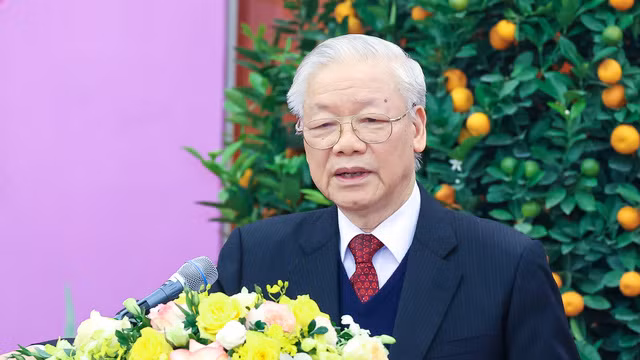 Tổng Bí thư Nguyễn Phú Trọng chúc Tết lãnh đạo, nguyên lãnh đạo Đảng, Nhà nước - Ảnh 2.