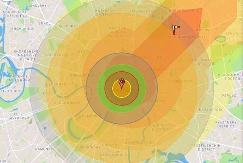 Mô phỏng vùng ảnh hưởng của bom hạt nhân B61-13. Mô phỏng vùng ảnh hưởng của bom hạt nhân B61-13.