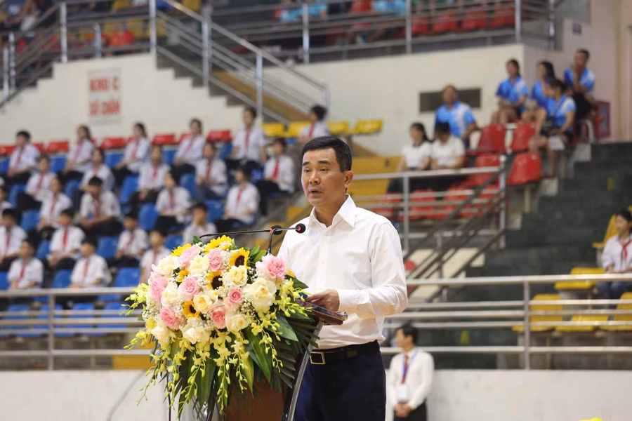 Ông Hồ Đại Dũng - Phó Chủ tịch UBND tỉnh Phú Thọ phát biểu khai mạc Hội khỏe Phù Đổng toàn quốc lần thứ X, năm 2024 khu vực I.