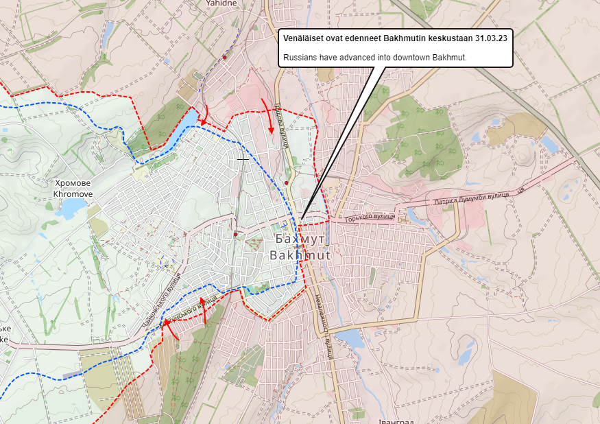 Vị trí tòa nhà hành chính trung tâm thành phố Bakhmut đã nằm trong tay lính đánh thuê Wagner của Nga