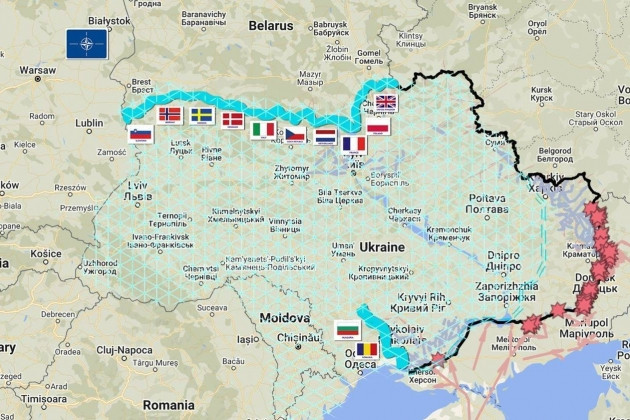 Những địa điểm mà binh sĩ NATO có thể hiện diện trên lãnh thổ Ukraine.