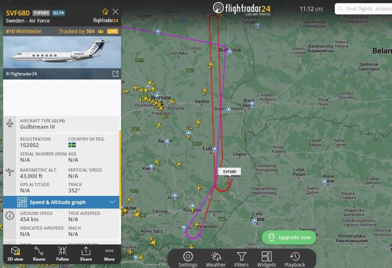 Dữ liệu radar ghi lại hoạt động của máy bay trinh sát NATO gần biên giới Belarus.