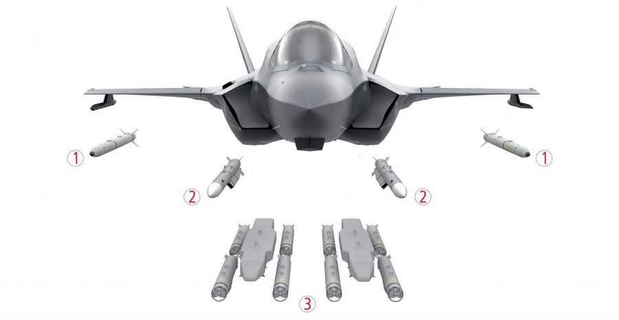 Đề án lắp đặt vũ khí tên lửa mới trên F-35: 1 - ASRAAM; 2 - Meteor; 3 - SPEAR 3. Đề án lắp đặt vũ khí tên lửa mới trên F-35: 1 - ASRAAM; 2 - Meteor; 3 - SPEAR 3.