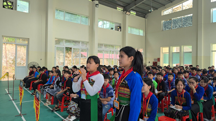 Hoạt động ngoại khóa tại Trường Phổ thông Dân tộc Nội trú THCS Quan Sơn, tỉnh Thanh Hóa. Ảnh: PTDTNT THCS Quan Sơn