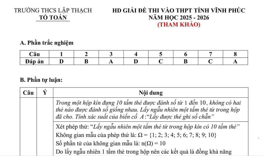 Đáp án tham khảo.