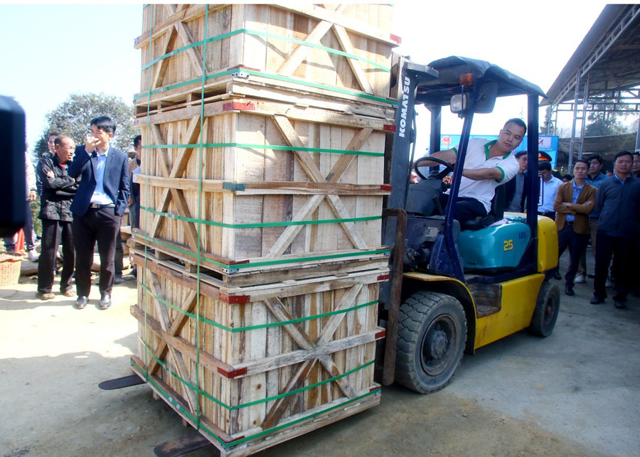 Từng thùng củ cải muối được đóng gói cẩn thận và vận chuyển ra container xuất khẩu chính ngạch sang thị trường Nhật Bản. cucai.jpg