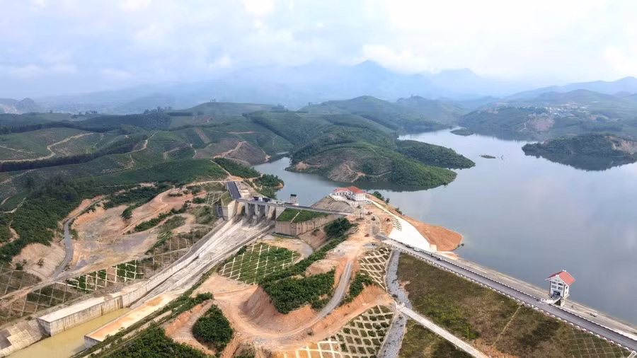 Quang cảnh Dự án hồ chứa nước Cánh Tạng tỉnh Phú Thọ trước lễ khánh thành.