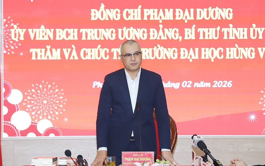 Bí thư Tỉnh ủy Phú Thọ Phạm Đại Dương phát biểu tại buổi làm việc.