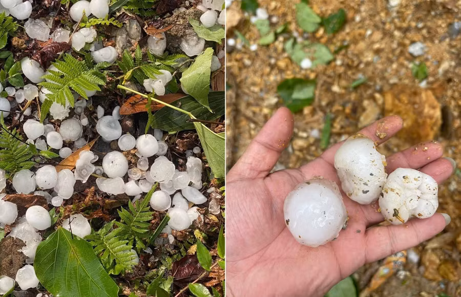 Các viên đá có kích thước khá lớn, rơi liên tục trong thời gian ngắn.