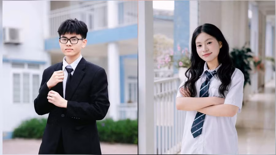 Thủ khoa đầu vào chuyên Toán (trái) và chuyên Địa là học sinh Trường THCS Vĩnh Yên.