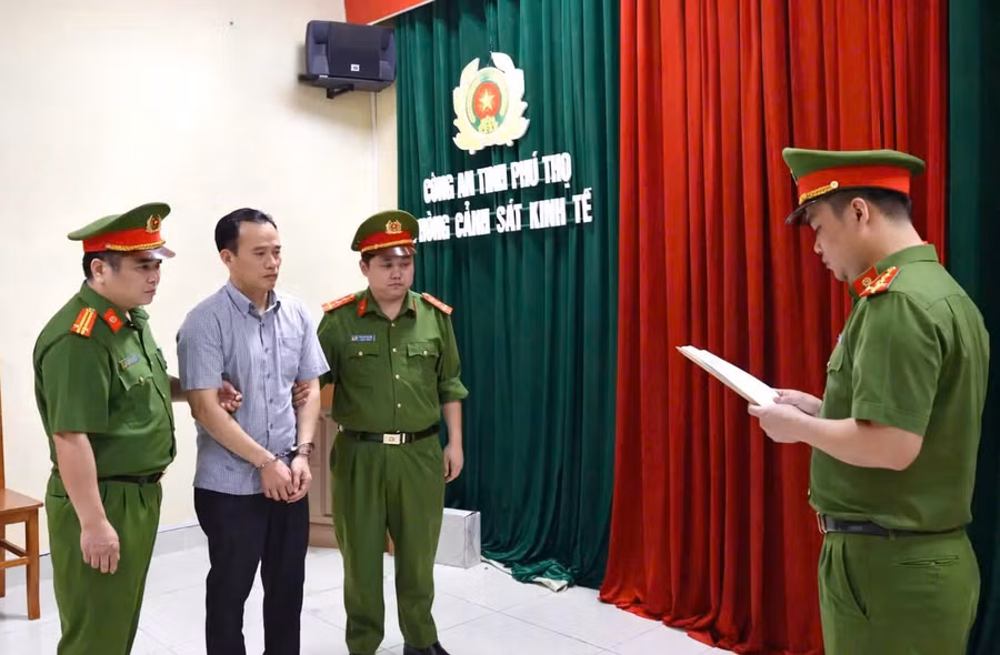 Một bị can trong vụ án. Ảnh: Công an tỉnh Phú Thọ