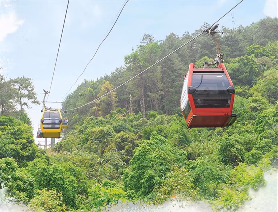 Hệ thống cáp treo tại Khu Danh thắng Tây Thiên, thị trấn Đại Đình, huyện Tam Đảo (Vĩnh Phúc).