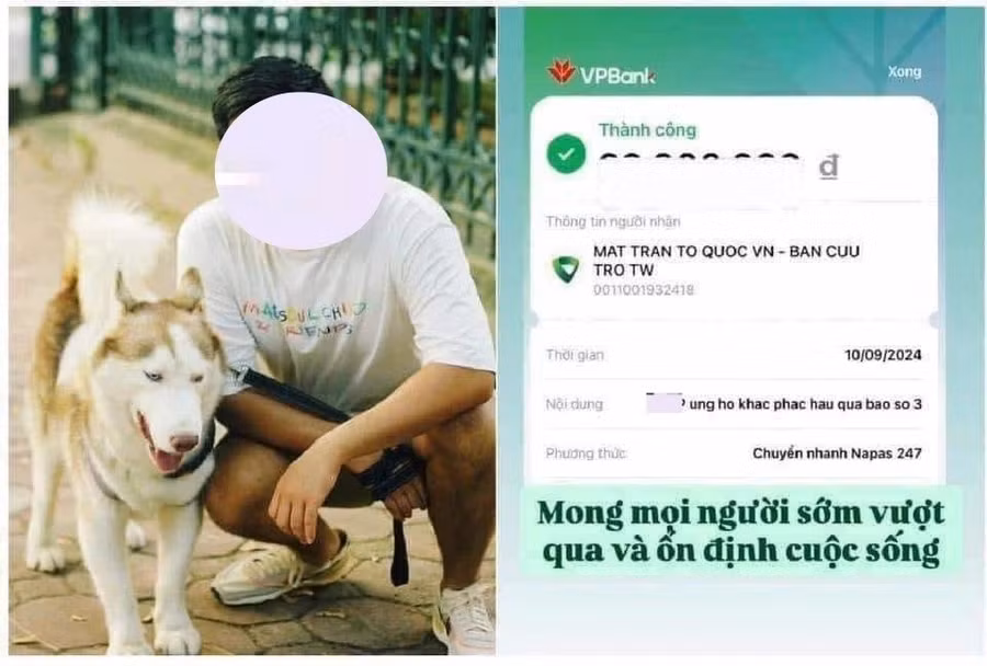 Hình ảnh số tiền chuyển khoản không đúng với sao kê bị cộng đồng mạng bóc mẽ. Ảnh chụp màn hình