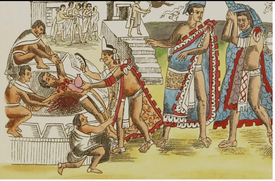 Một buổi lễ hiến tế người ở Aztec. huyen thoai ve chien tranh hoa (2).jpg