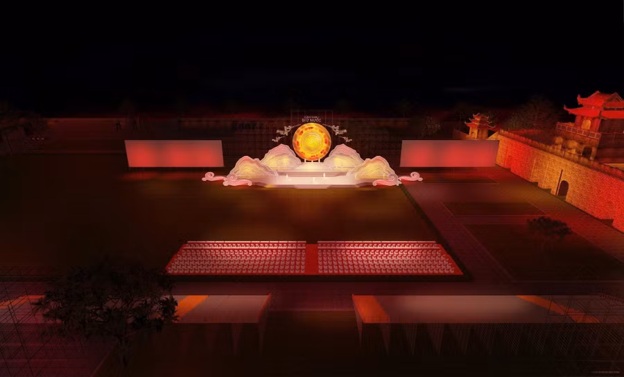 Chương trình diễn ra lúc 20 giờ ngày 18/11 tại khu di tích Hoàng thành Thăng Long. Ảnh: Trung tâm Phát thanh - Truyền hình Quân đội