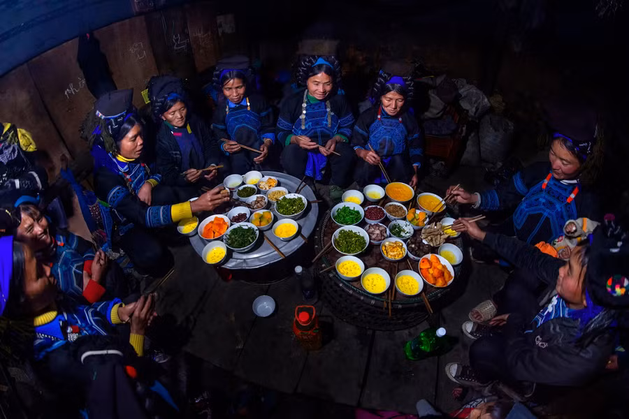 Tác phẩm 'Tết Hà Nhì' (xã Y Tý, huyện Bát Xát, tỉnh Lào Cai) của tác giả Bùi Quốc Sĩ.