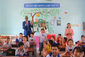 Giáo viên lồng ghép các trò chơi trong giờ học tiếng Anh tăng cường nhằm tăng hứng thú cho học sinh.