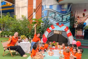 Cô trò Mầm 1 trường mầm non Hoa Trà My với ngày hội Camping Summer.