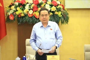 Chủ tịch Quốc hội, Chủ tịch Hội đồng bầu cử Quốc gia Trần Thanh Mẫn phát biểu. Ảnh: Tuấn Anh/TTXVN