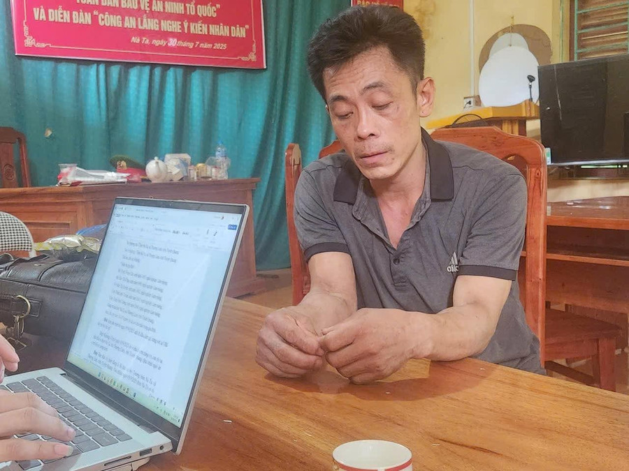 Triệu Văn Phúc tại cơ quan Công an. (Ảnh: CATQ)
