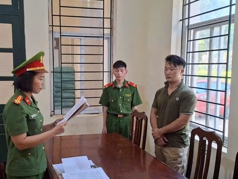 Vũ Anh Đức tại Cơ quan Công an. (Ảnh: CATQ)