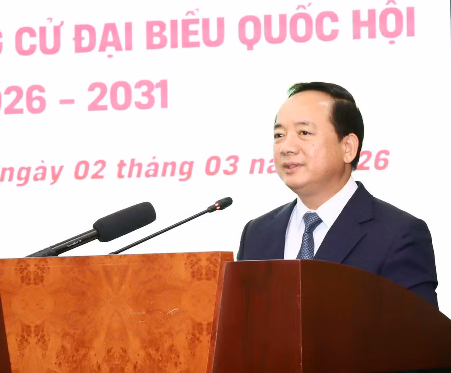 Trưởng Ban Tuyên giáo và Dân vận Trung ương Trịnh Văn Quyết phát biểu tại hội nghị. (Ảnh: CTTTQ)