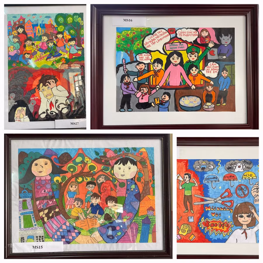 Một số tác phẩm của các em học sinh huyện Yên Bình.