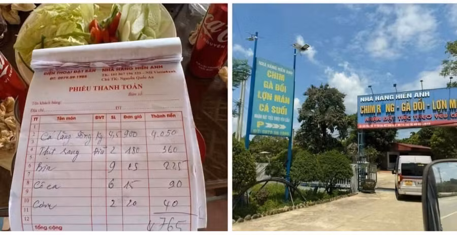 Hình ảnh đoàn từ thiện chụp và tố nhà hàng "chặt chém" trên mạng xã hội.