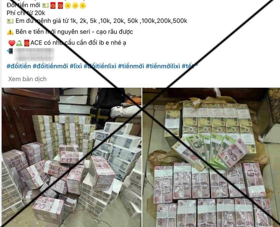 Người dân cần cẩn trọng với quảng cáo đổi tiền lẻ, tiền mới trên mạng xã hội. (Ảnh: CATQ)